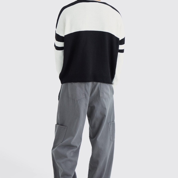 Boohoo Man Oversized Boxy Color Block Sweater - Picture 3 of 15